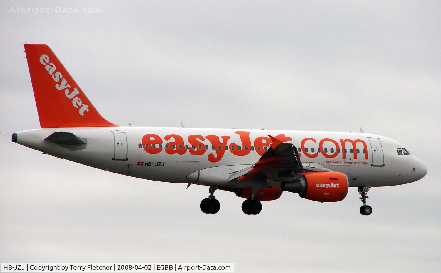 HB-JZJ, 2004 Airbus A319-111 C/N 2265, Easyjet's Swiss sister Company operating into Birmingham
