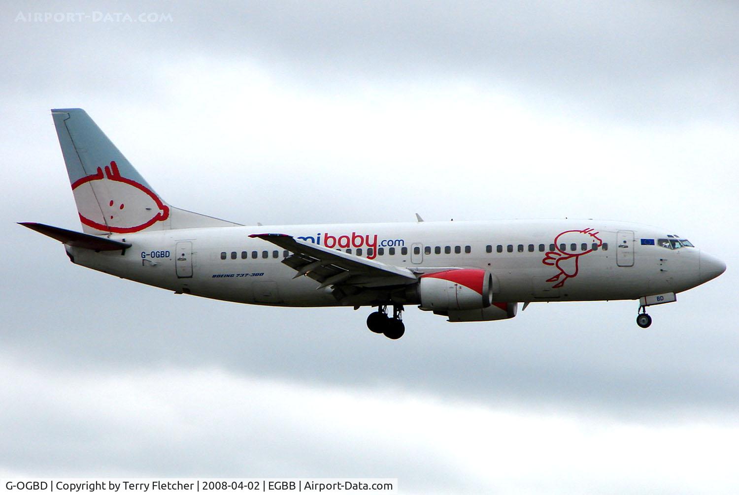 G-OGBD, 1995 Boeing 737-3L9 C/N 27833, BMI Baby 737 arriving into Birmingham