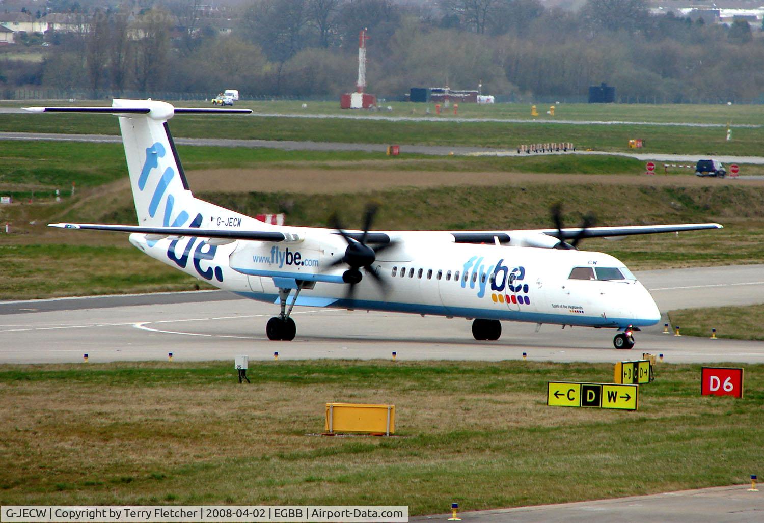 G-JECW, 2007 De Havilland Canada DHC-8-402Q Dash 8 C/N 4152, FLYBE Dash8 taxying in at Birmingham