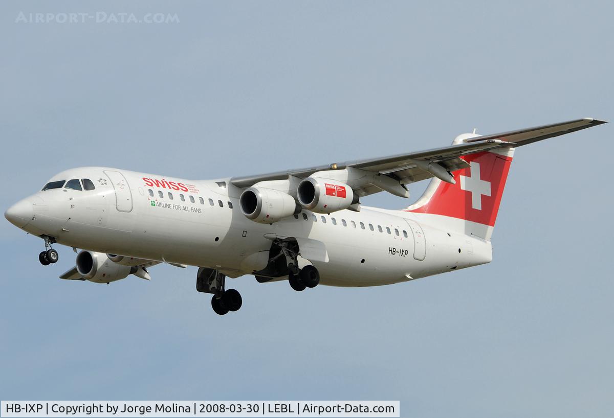 HB-IXP, 1996 British Aerospace Avro 146-RJ100 C/N E3283, Jumbolino on final to RWY 25R.