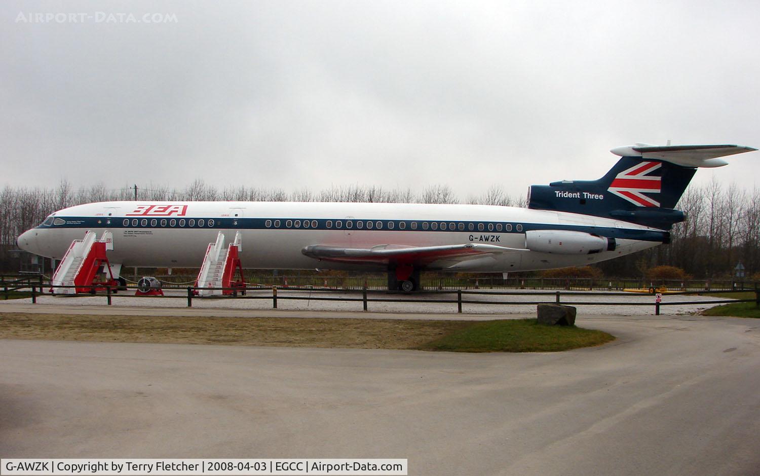G-AWZK, 1971 Hawker Siddeley HS-121 Trident 3B-101 C/N 2312, Trident Three preserved at the Manchester Aviation Park
