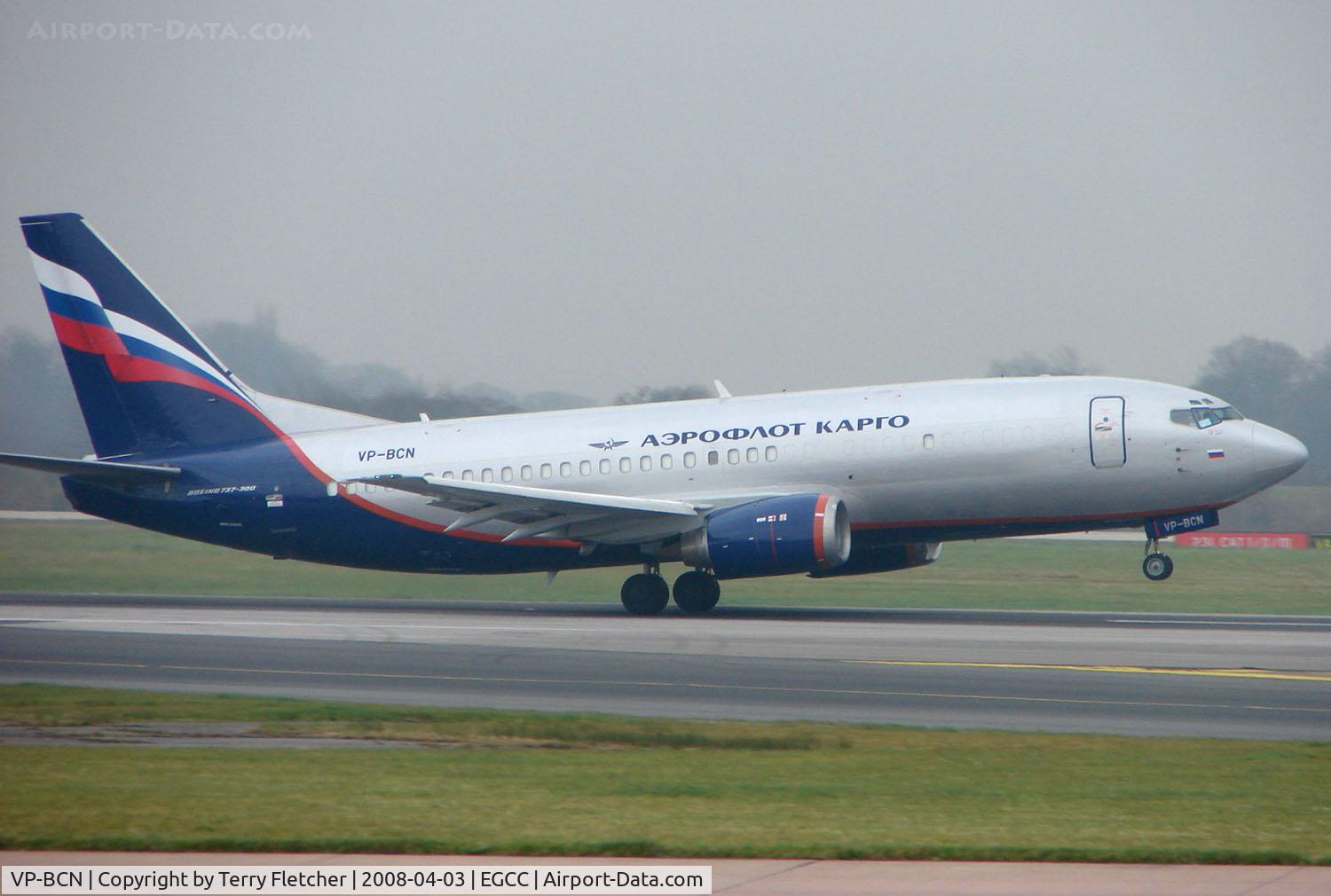 VP-BCN, 1986 Boeing 737-3Y0/SF C/N 23500, Unusual to see an Aeroflot B737 in Manchester