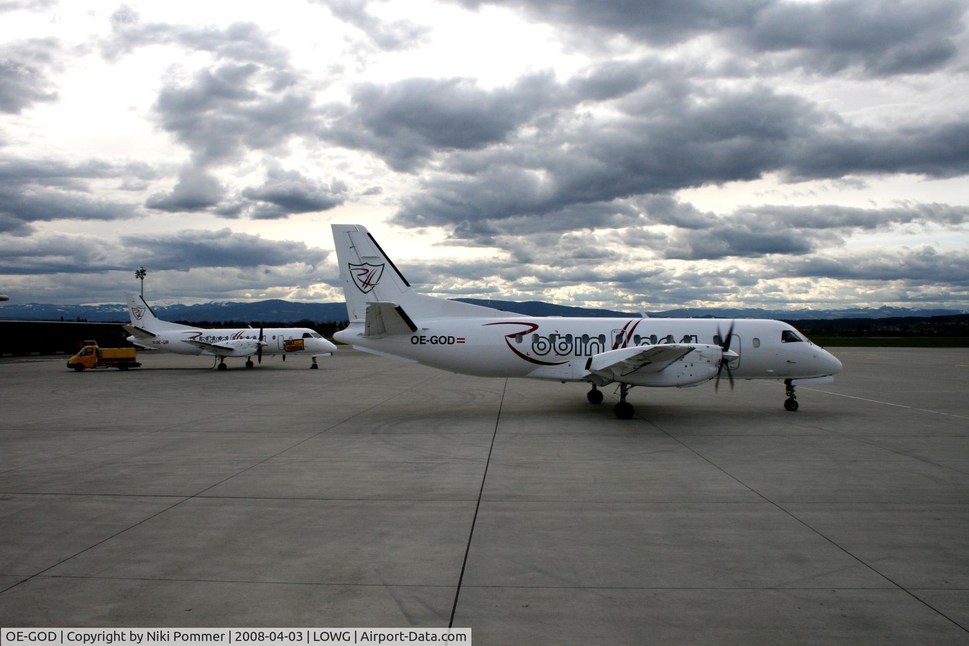 OE-GOD, 1989 Saab SF340A C/N 340A-153, OE-GOD and OE-GIR on apron