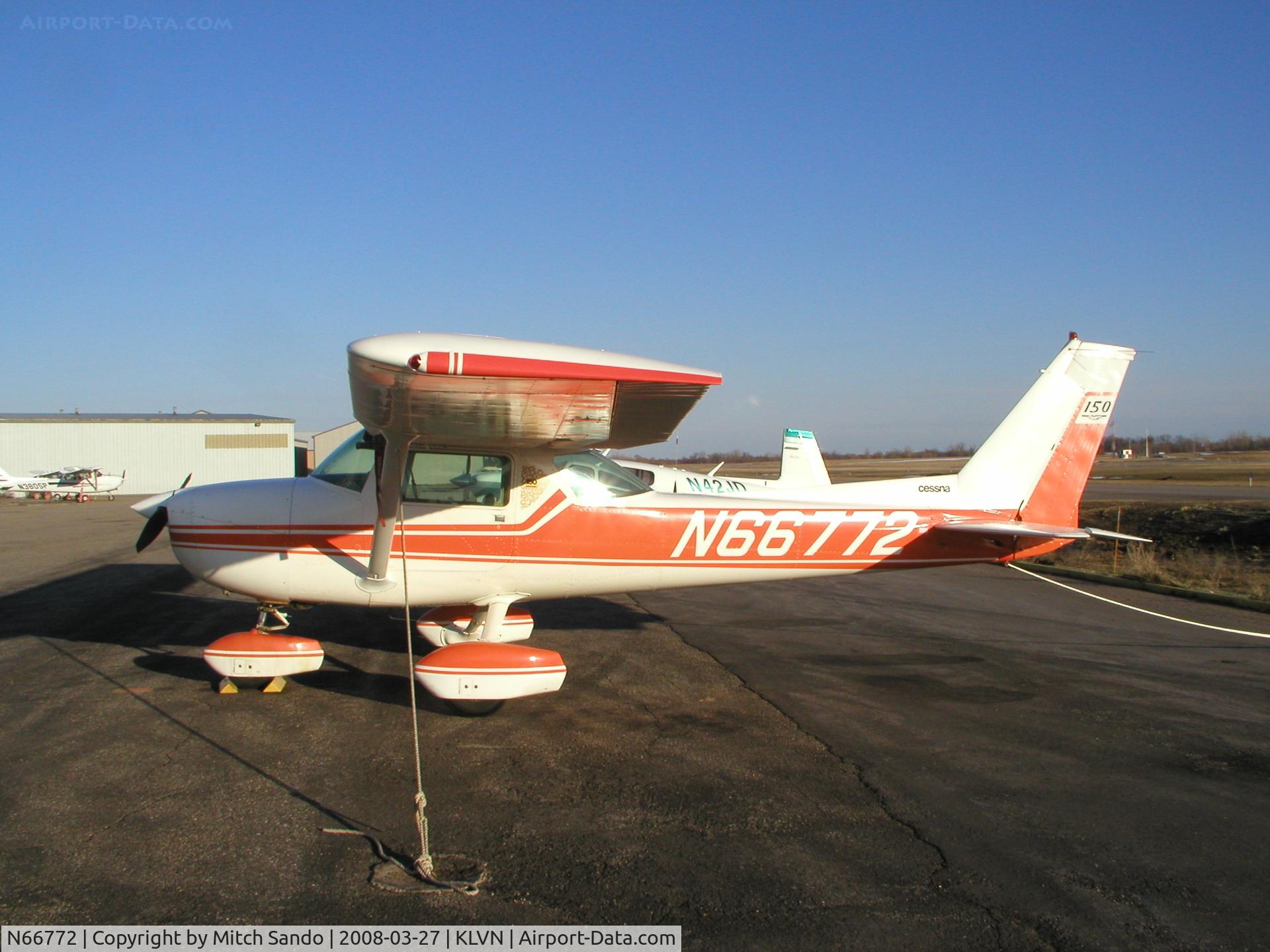 N66772, 1974 Cessna 150M C/N 15076266, Parked on the ramp at Airlake.
