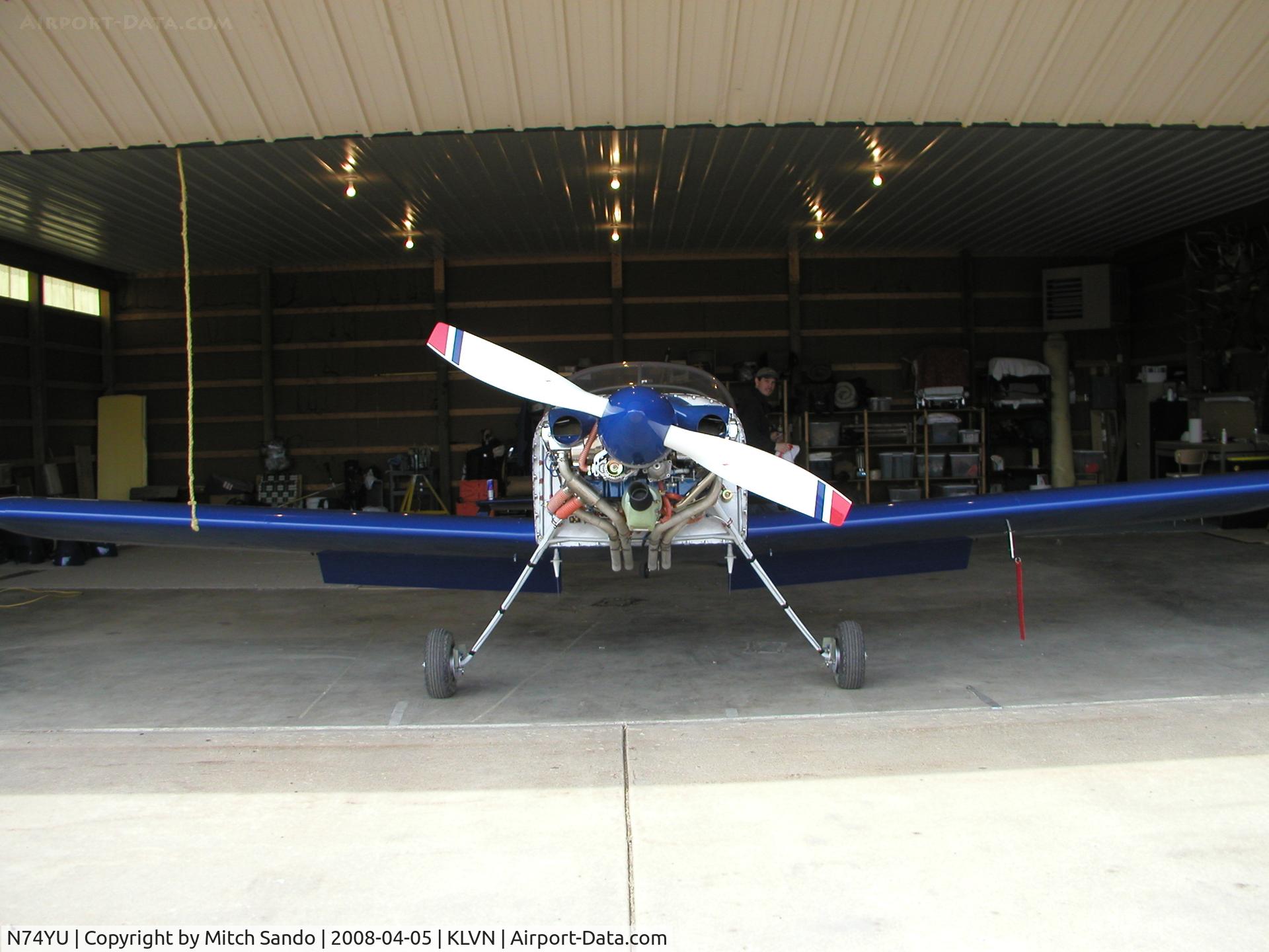 N74YU, 2008 Vans RV-7 C/N 70579, Parked inside the hangar.