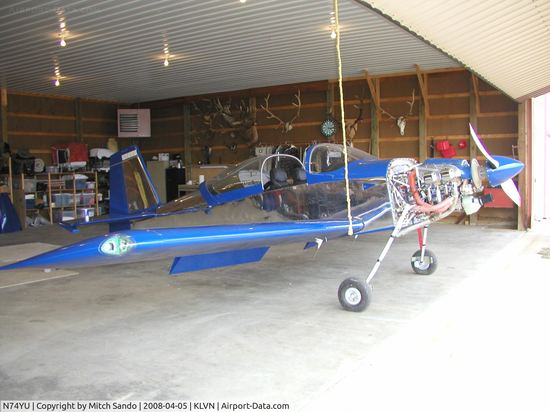 N74YU, 2008 Vans RV-7 C/N 70579, Parked inside the hangar.