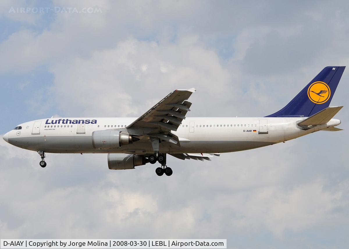 D-AIAY, 1990 Airbus A300B4-605R C/N 608, AB6 on final to RWY 25R.
