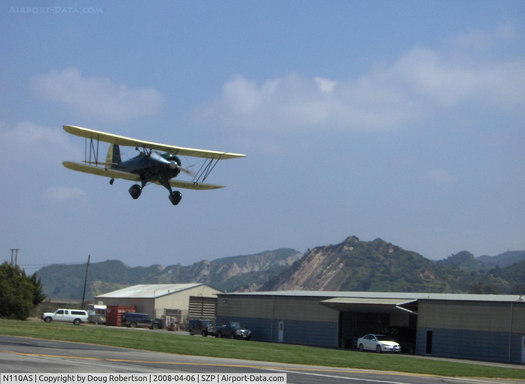 N110AS, 2005 Waco YMF-F5C C/N F5C110, 2005 Waco Classic YMF-F5C, Jacobs R755B 275 Hp, on final for Rwy 22