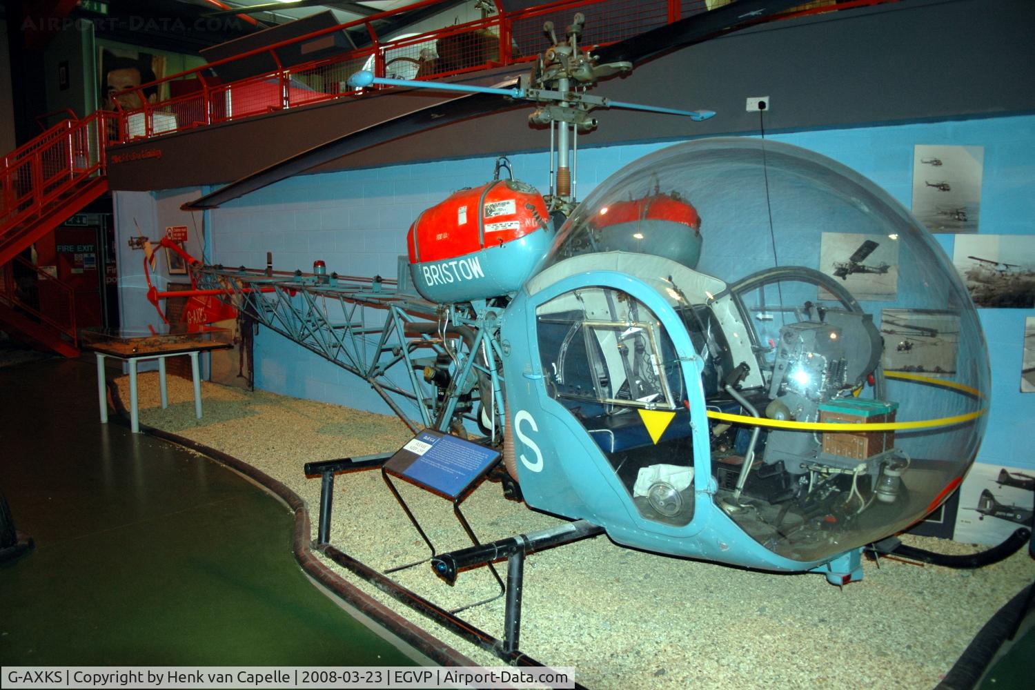 G-AXKS, 1969 Westland AB-47G-4A C/N WA723, Bell 47 in Bristow colours, now in the Museum of Army Flying, Middle wallop, UK