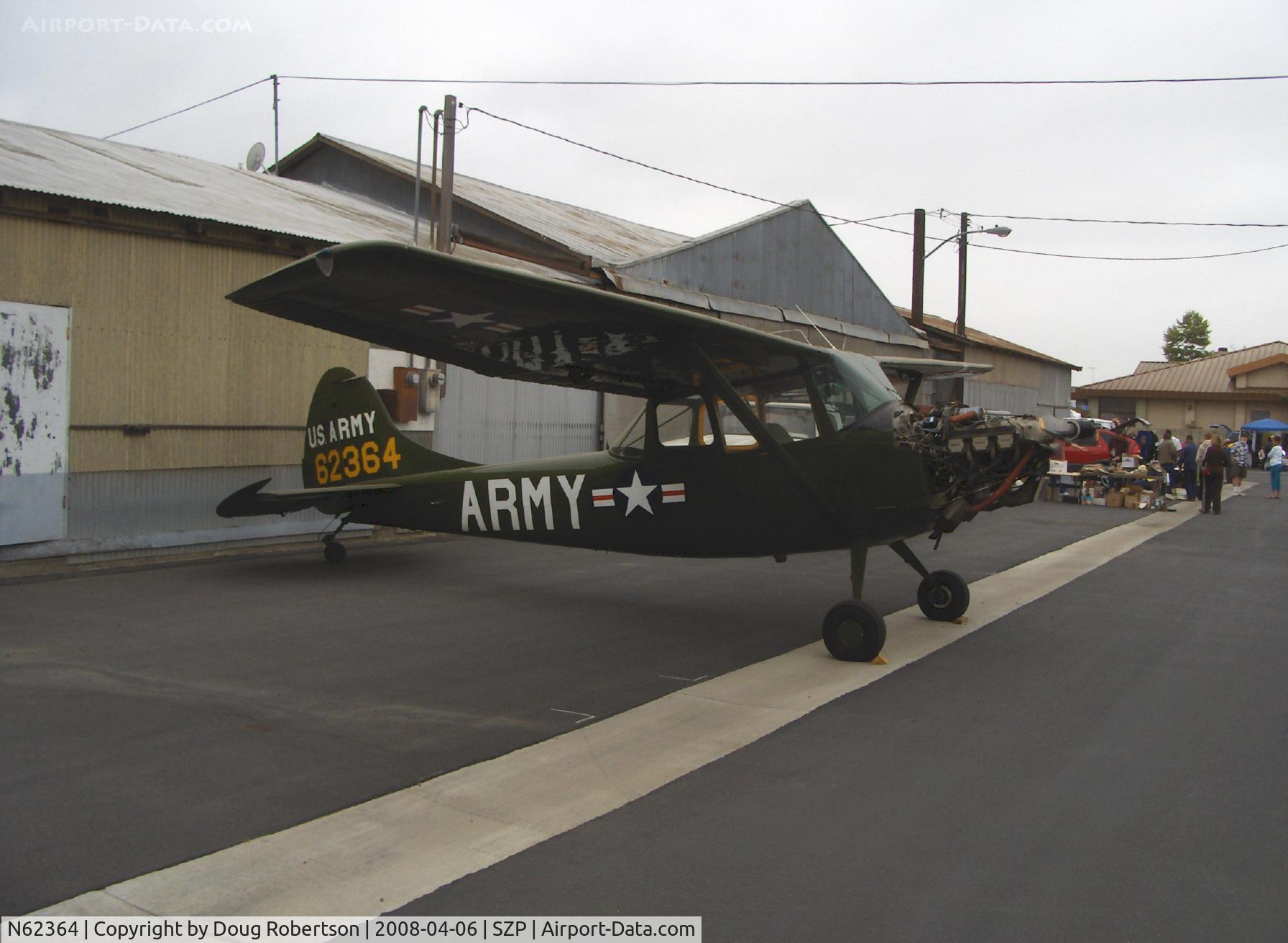 N62364, 1953 Cessna 305A C/N 23484, 1953 Cessna 305A as U S Army L-19A BIRD DOG, Continental E-225 225 Hp, constant speed prop, engine cowl off