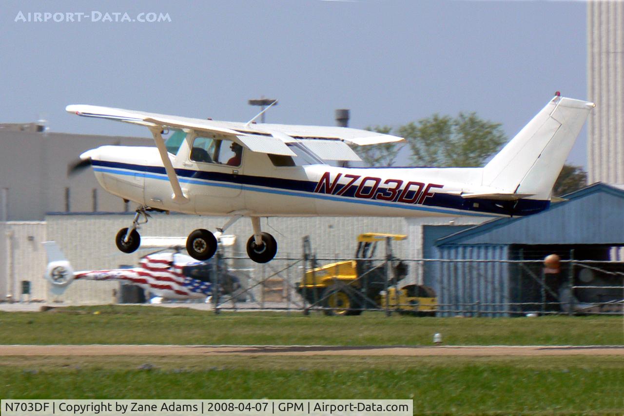 N703DF, 1978 Cessna 152 C/N 15283051, Landing at Grand Prairie Municipal