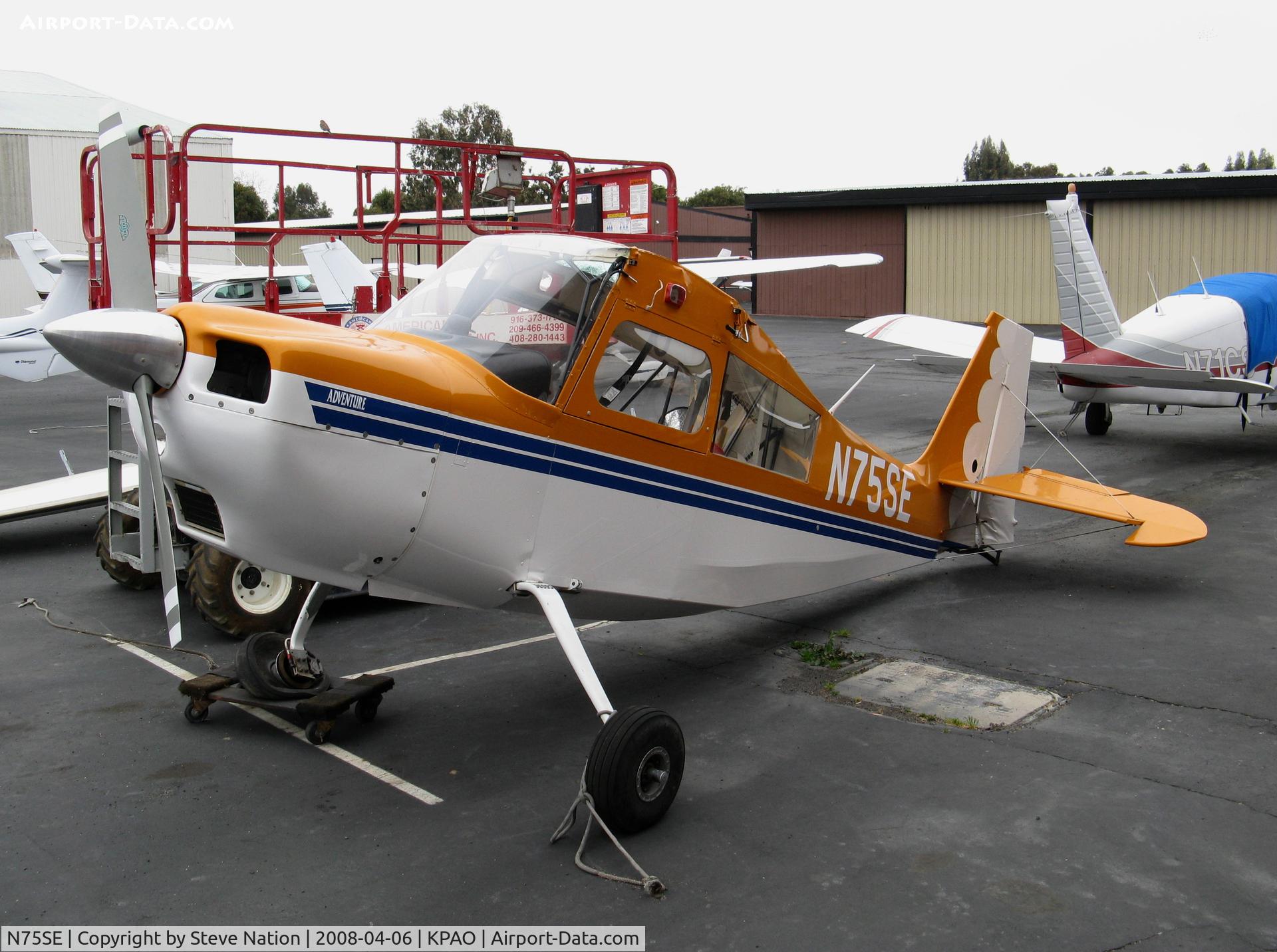 N75SE, 2005 American Champion 7GCAA Citabria C/N 495-2005, West Valley Flying Club 2005 American Champion Aircraft 7GCAA looking worse for wear after stalling at Tracy, CA during simulated engine-out and hitting runway hard.  Two on-board OK.