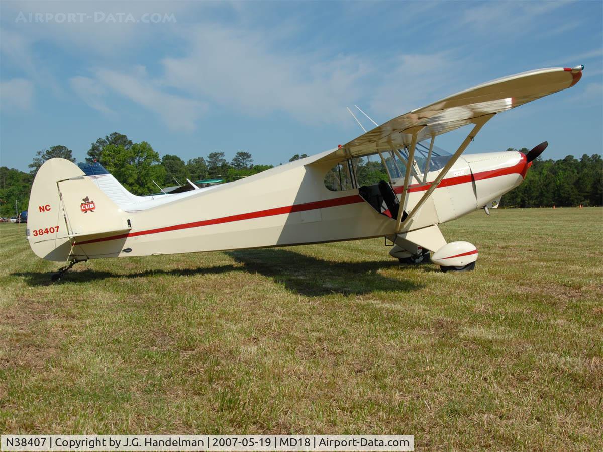 N38407, 1941 Piper J5A Cub Cruiser C/N 5-958, At antique fly in
