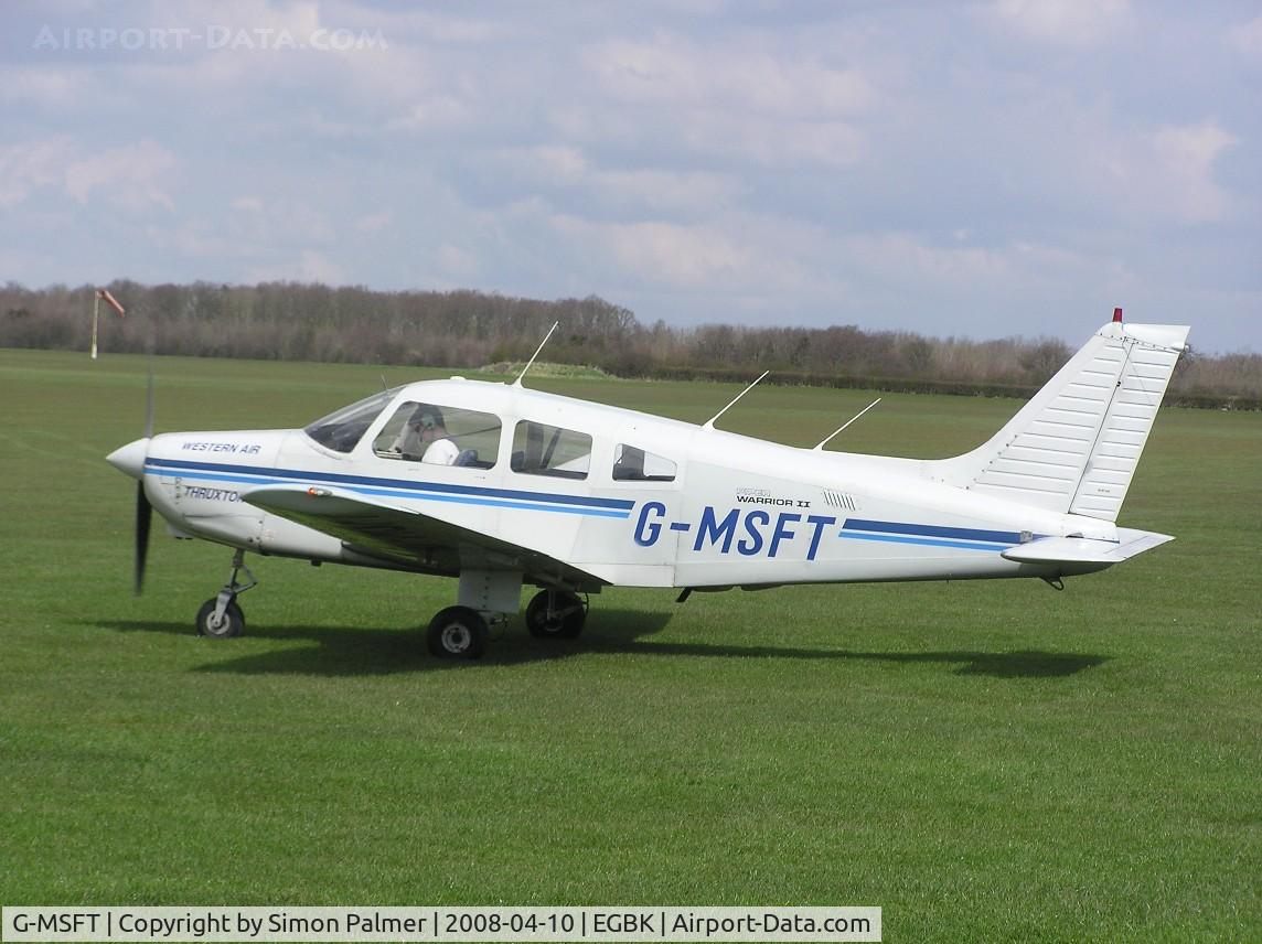 G-MSFT, 1984 Piper PA-28-161 Cherokee Warrior II C/N 28-8416093, PA-28 visiting Sywell, possibly from Thruxton