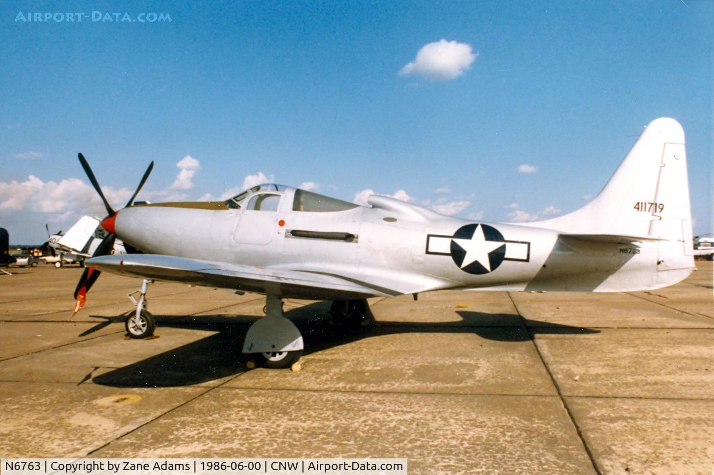 N6763, 1946 Bell P-63F Kingcobra C/N 296E1-1R, Texas Sesquicentennial Air Show 1986
