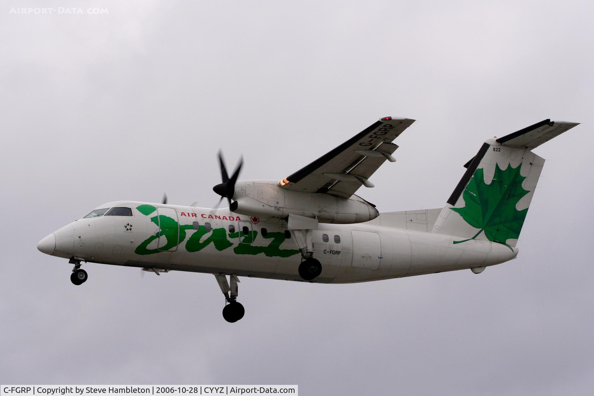 C-FGRP, 1990 De Havilland Canada DHC-8-102 Dash 8 C/N 207, Short Finals at Toronto - Over 