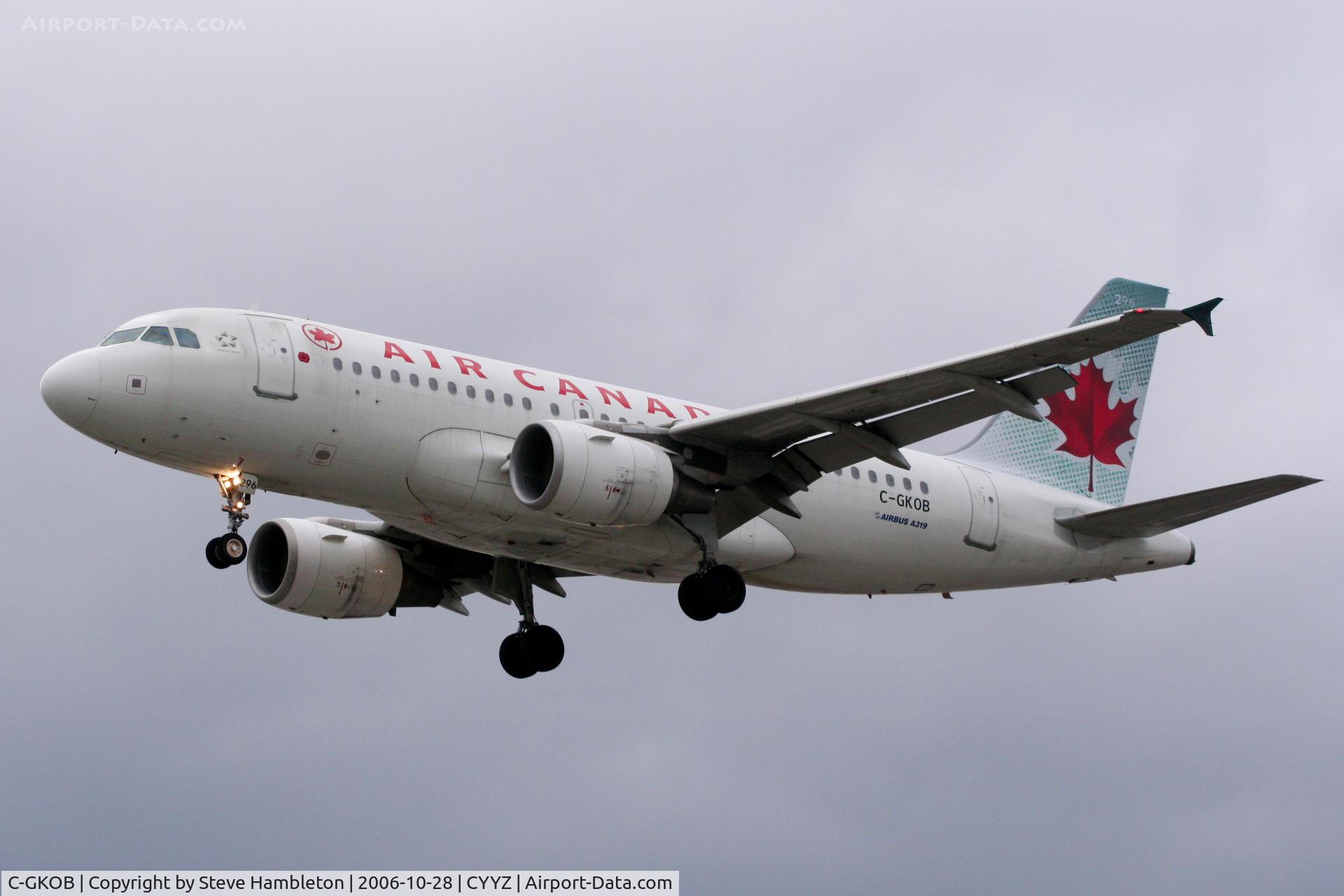 C-GKOB, 2002 Airbus A319-112 C/N 1853, Short Finals at Toronto - Over 
