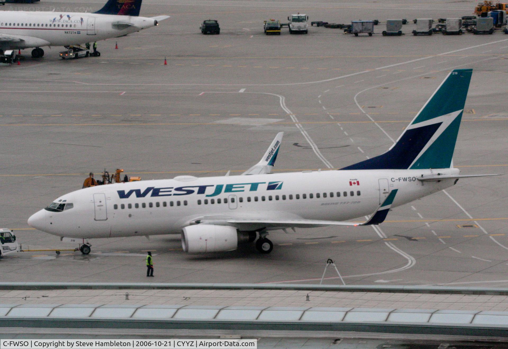 C-FWSO, 2004 Boeing 737-7CT C/N 32759, Taken from the bedroom window of the Sheraton Hotel