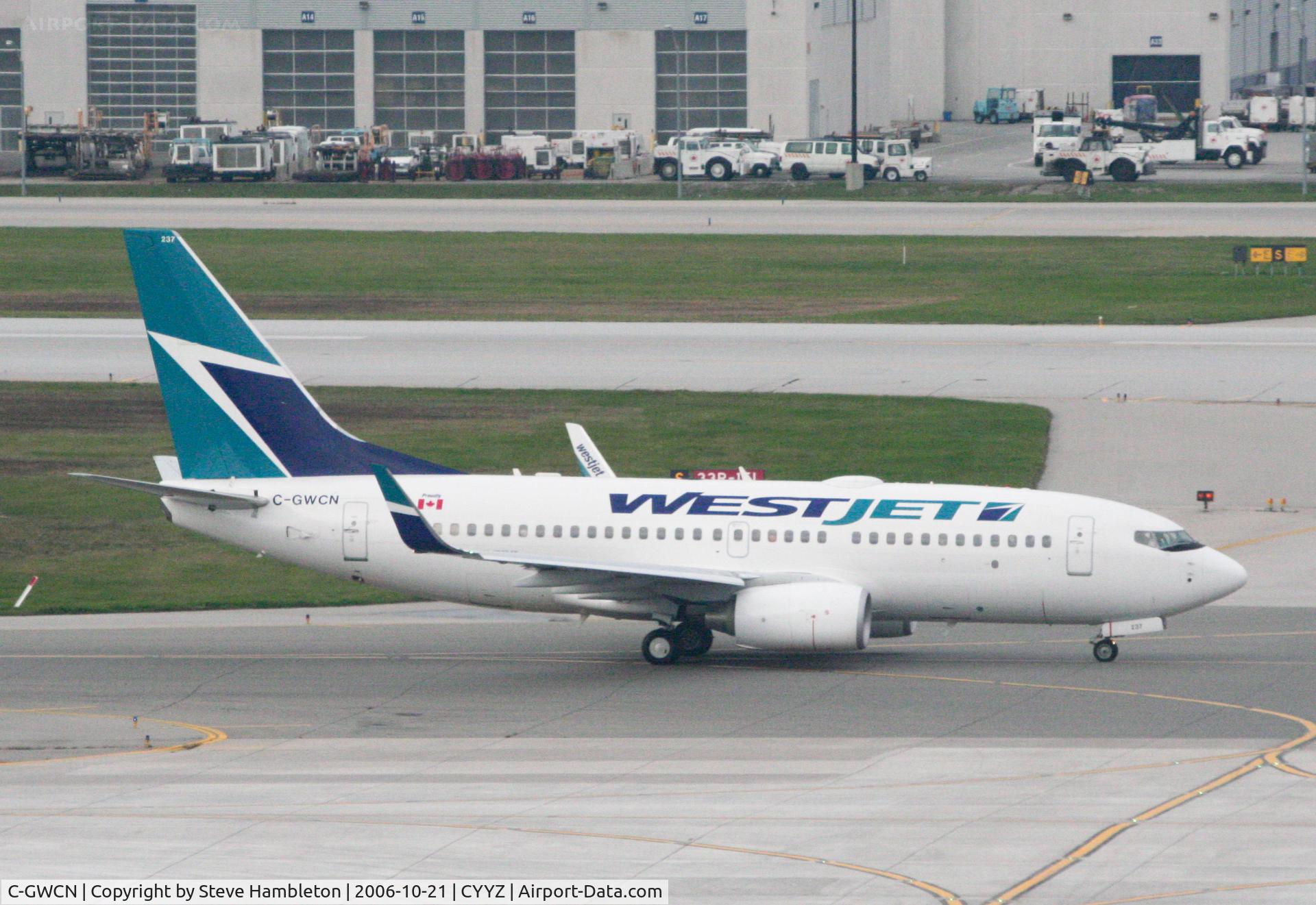 C-GWCN, 2005 Boeing 737-7CT C/N 34157, Taken from the bedroom window of the Sheraton Hotel