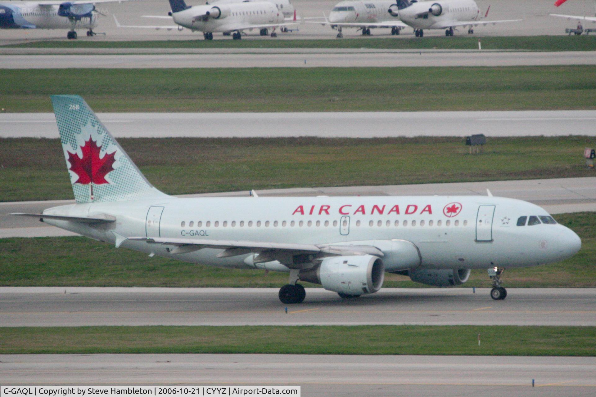 C-GAQL, 1997 Airbus A319-114 C/N 732, Taken from the bedroom window of the Sheraton Hotel