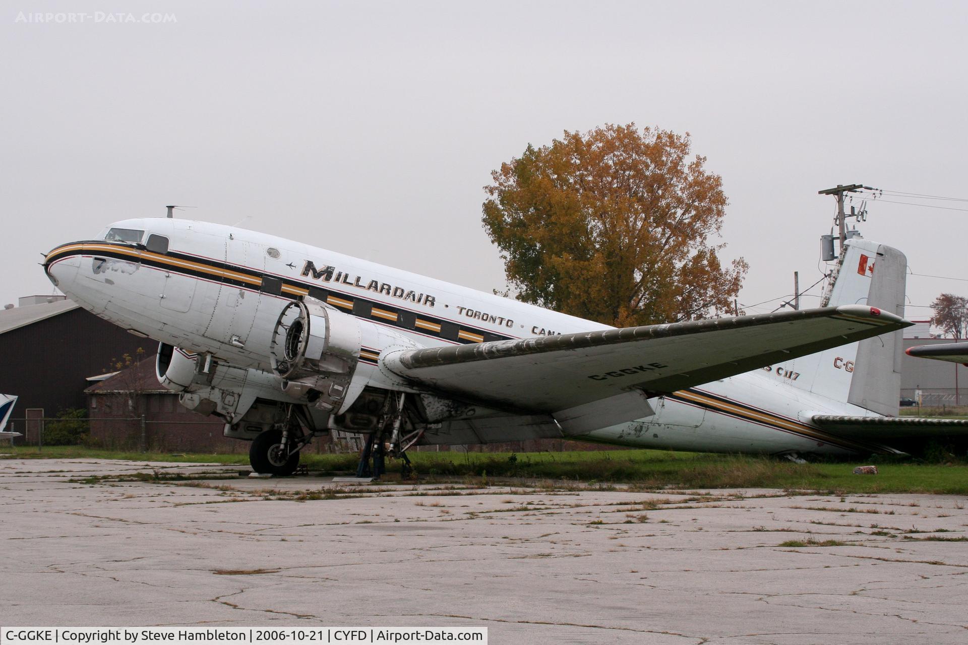 C-GGKE, 1952 Douglas R4D-8 (C-117D Skytrain) C/N 43366, At Brantford Municipal