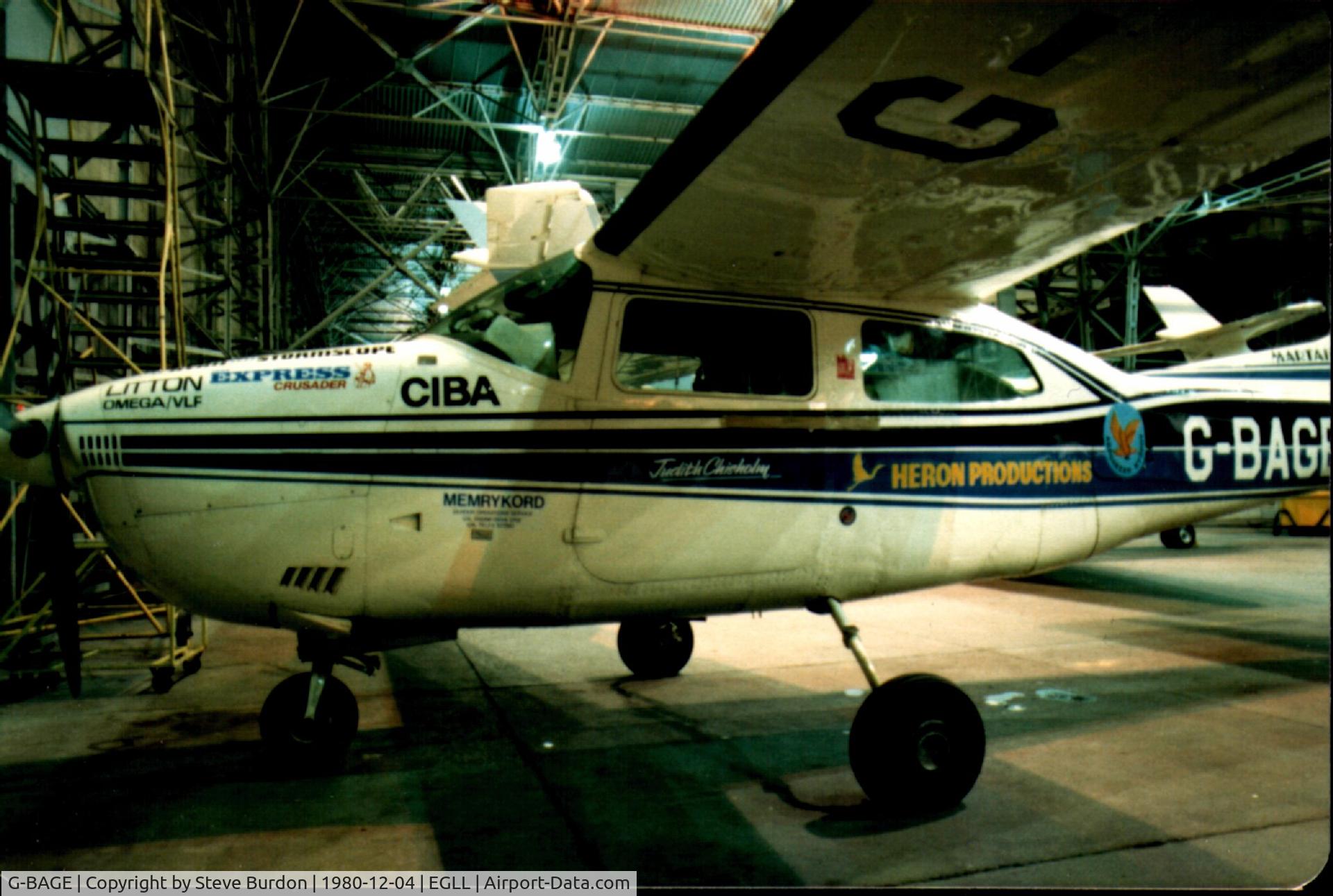 G-BAGE, 1971 Cessna T210L Turbo Centurion C/N 210-59795, At Fields Heathrow after Judith Chisholm record flight