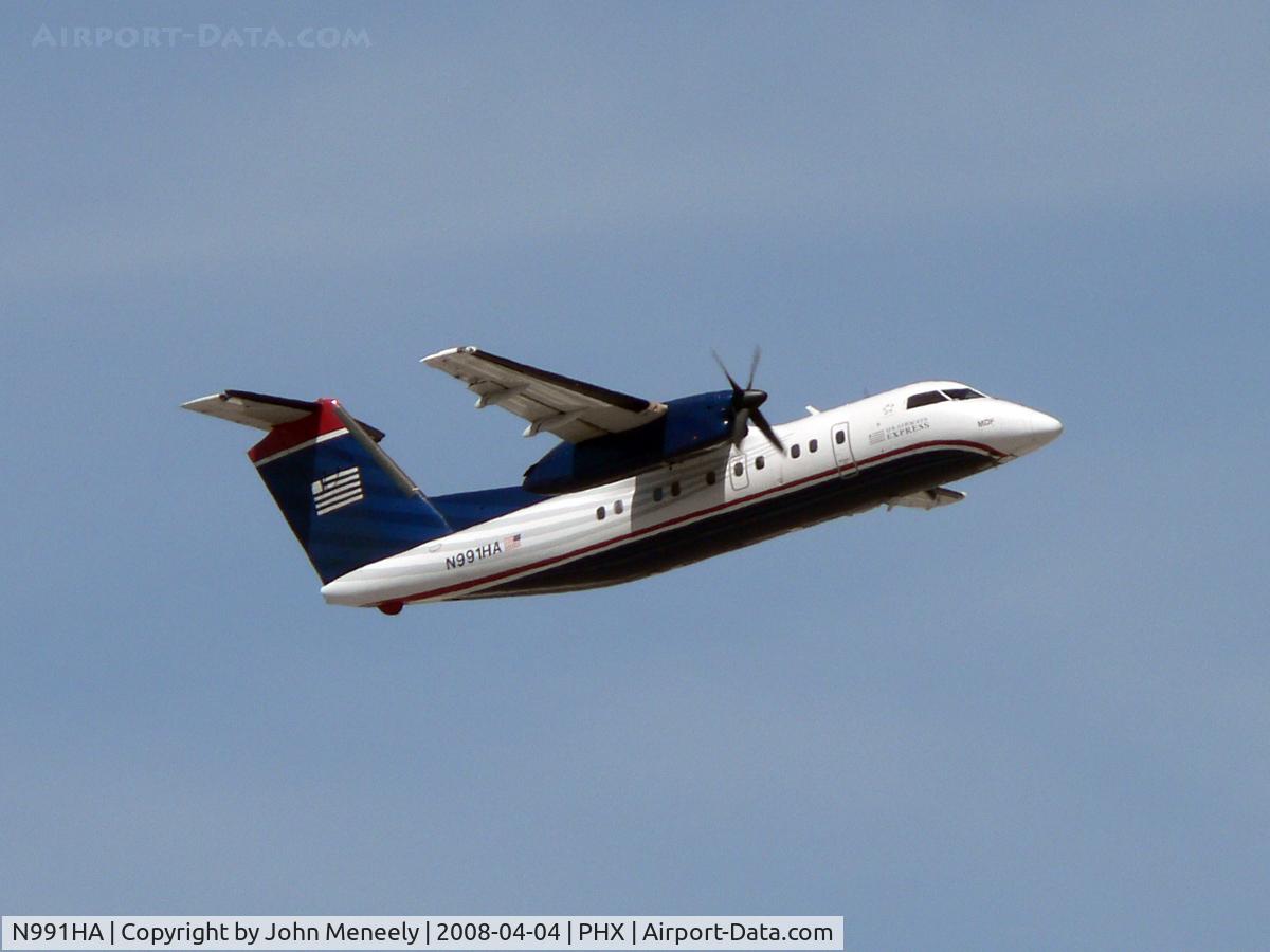 N991HA, 1996 De Havilland Canada DHC-8-202 Dash 8 C/N 431, Departing PHX
