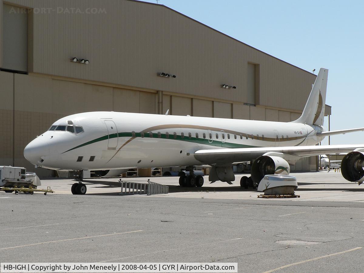 HB-IGH, 1969 Douglas DC-8-72 C/N 46067, Engineless. Seen between the hangars at GYR.