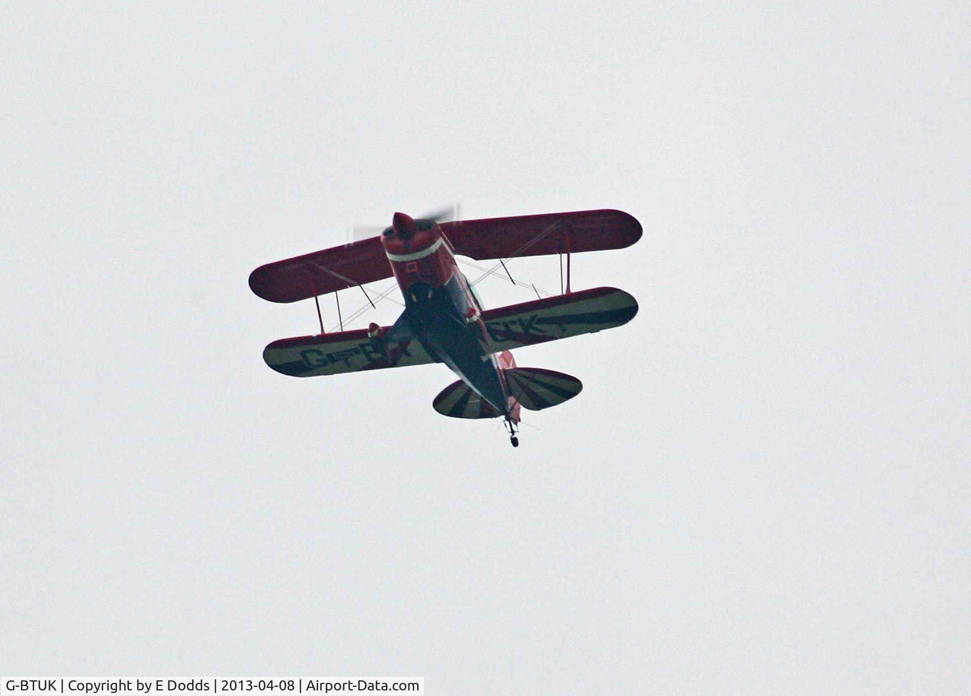 G-BTUK, 1981 Aerotek Pitts S-2A Special C/N 2260, Flying high over Nocton Fen (500mm lens used)