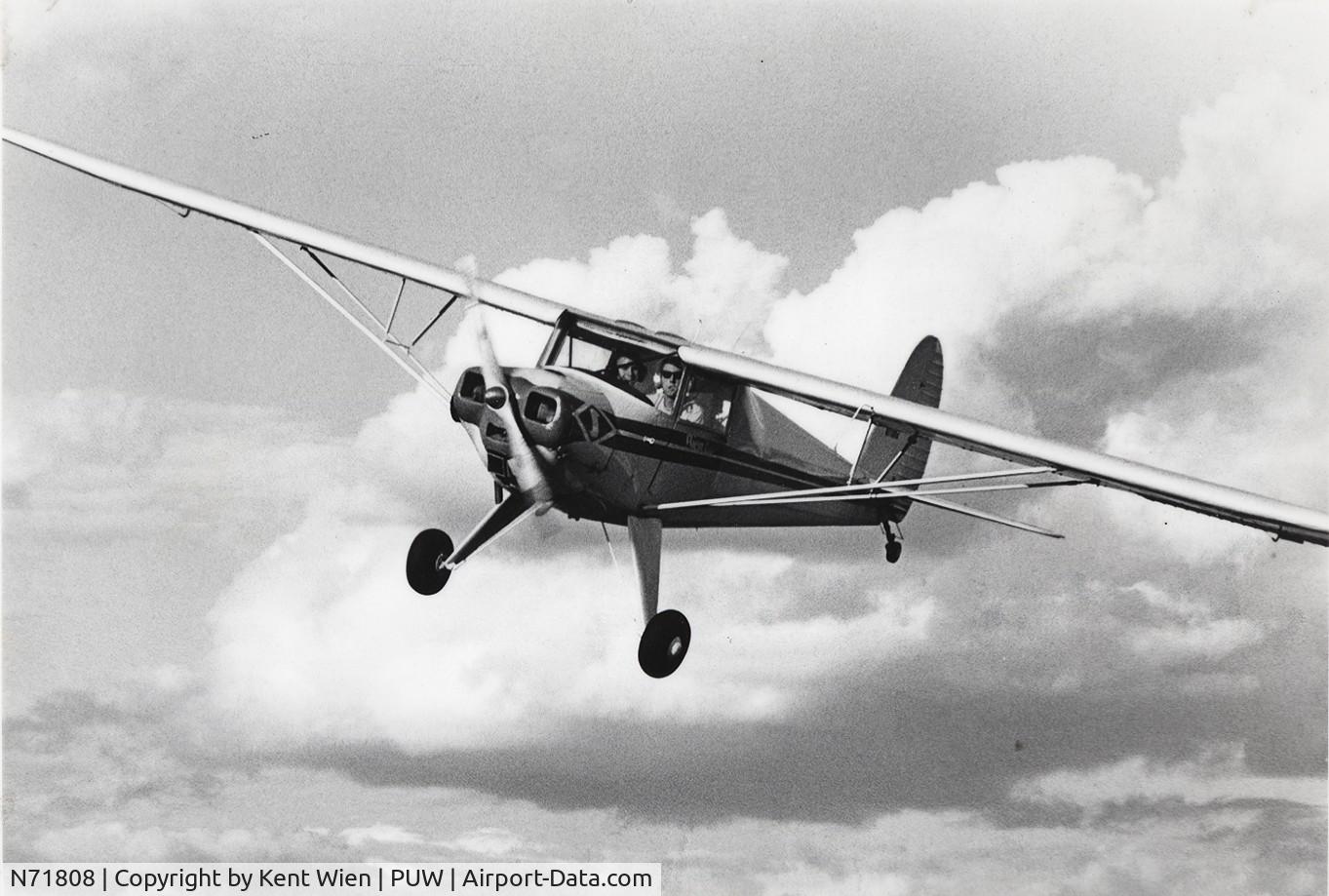 N71808, 1946 Silvaire LUSCOMBE 8A C/N 3235, 1989 photo of Luscombe N71808 over Pullman, WA