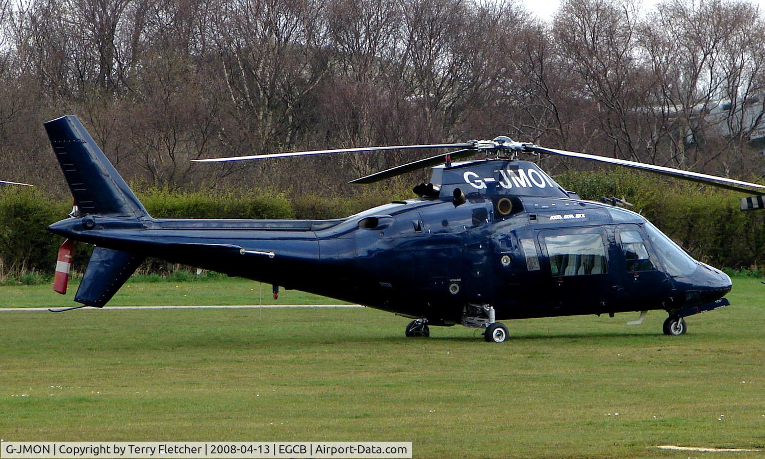 G-JMON, 1988 Agusta A-109A-II C/N 7411, One of 8 Helicopter vistors to Barton Airfield for the Manchester United v Arsenal Soccer match