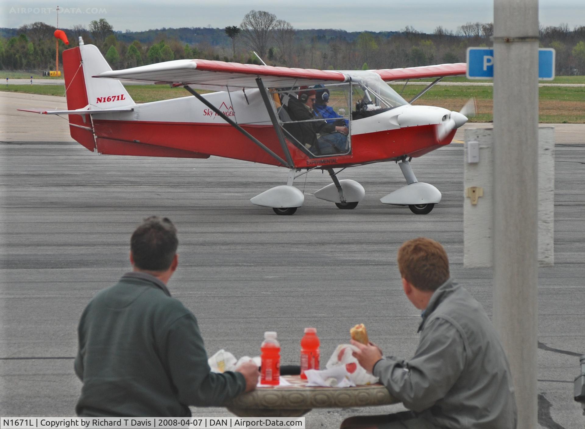 N1671L, Skyranger  C/N 0601679, Crouchley  SKYRANGER in Danville Va. for fuel and food on way to the Sun-N-Fun Flyin in Lakeland