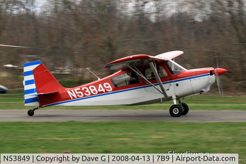N53849, 1975 Bellanca 7GCAA C/N 324-76, N53849 accelerates down the runway at Ellington, CT.