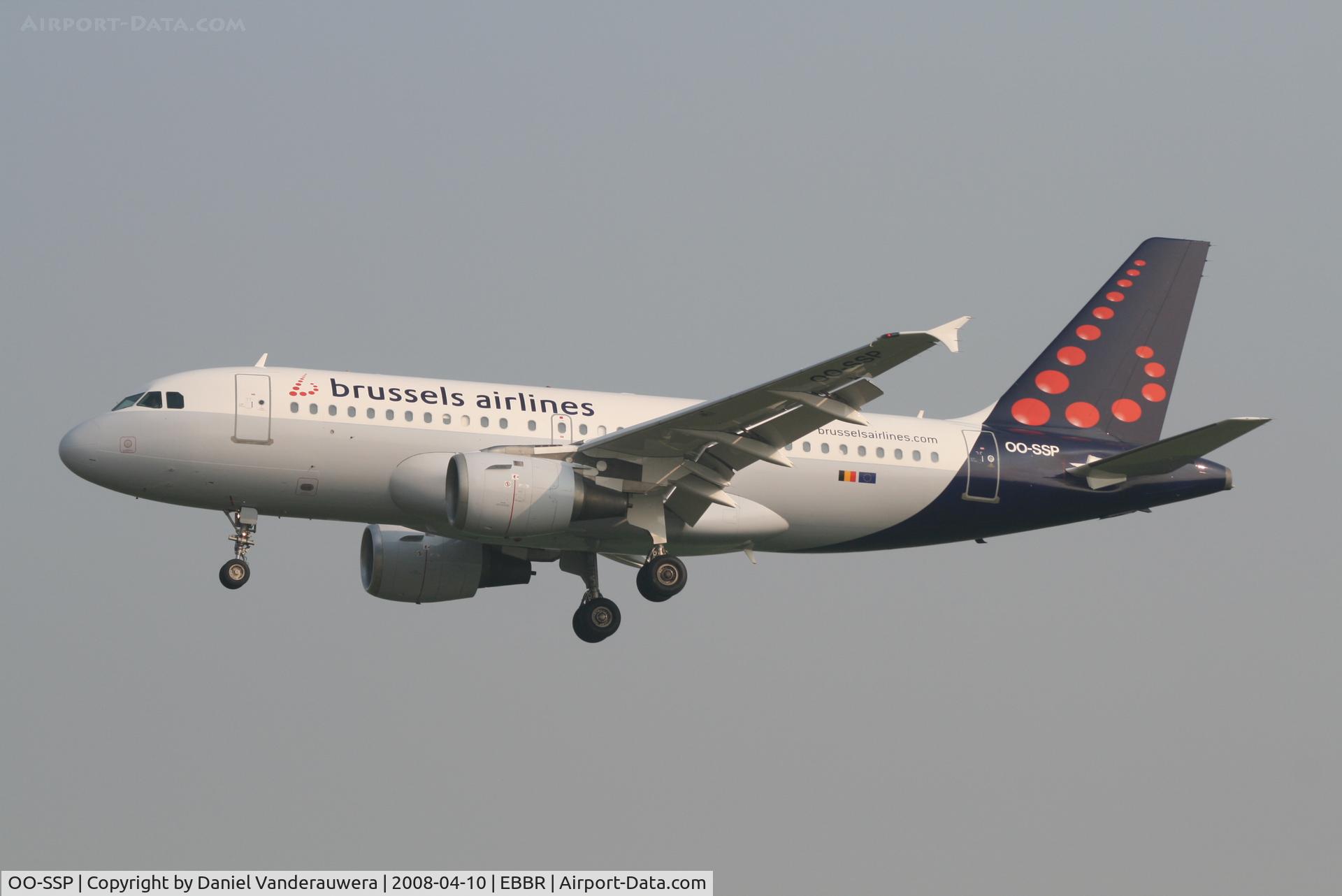 OO-SSP, 1996 Airbus A319-113 C/N 644, arrival of flight SN3192 to rwy 25L