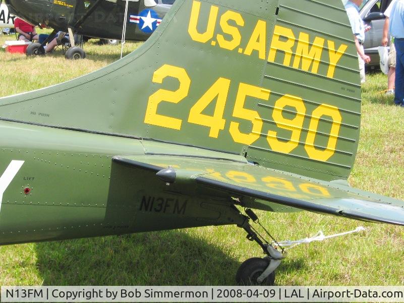 N13FM, 1957 Cessna L-19E Bird Dog C/N 24590, Tail detail.  Sun N Fun 2008