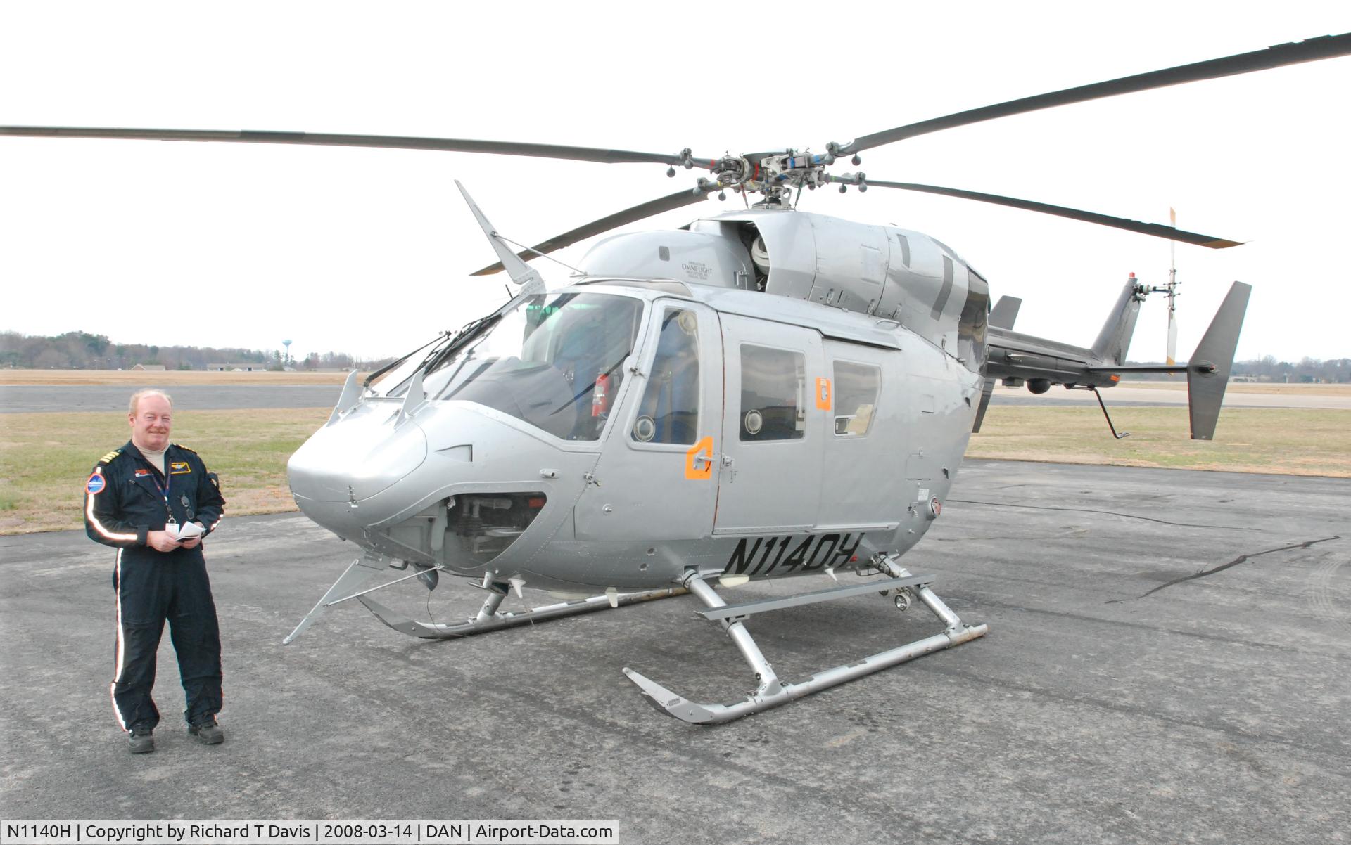 N1140H, Eurocopter-Kawasaki BK-117A-3 C/N 7078, Mbb BK  117 A-3 w/pilot after fefueling at Danville Regional Airport.