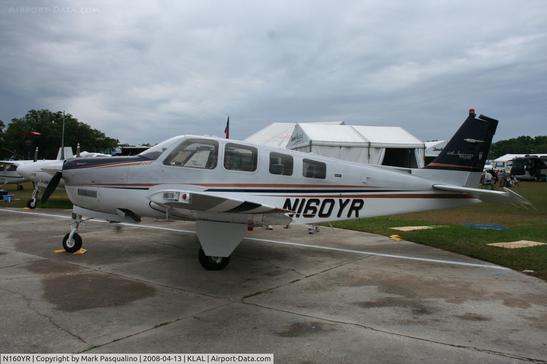 N160YR, 2008 Hawker Beechcraft Corp G36 Bonanza C/N E-3828, Beech G36