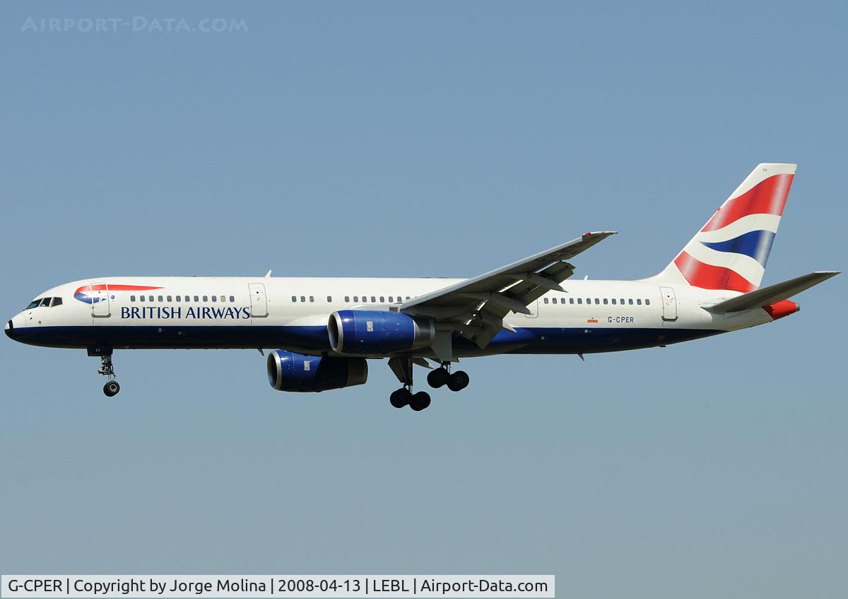 G-CPER, 1997 Boeing 757-236 C/N 29113, On short final to RWY 25R.