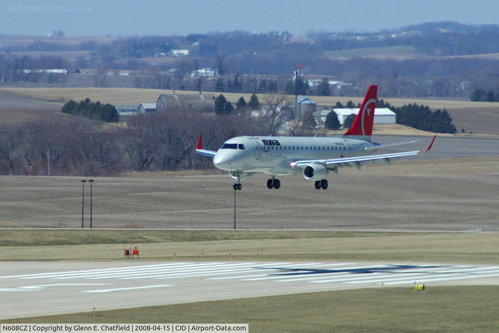 N608CZ, 2007 Embraer 175LR (ERJ-170-200LR) C/N 17000195, Compass Across the threshold on Runway 13