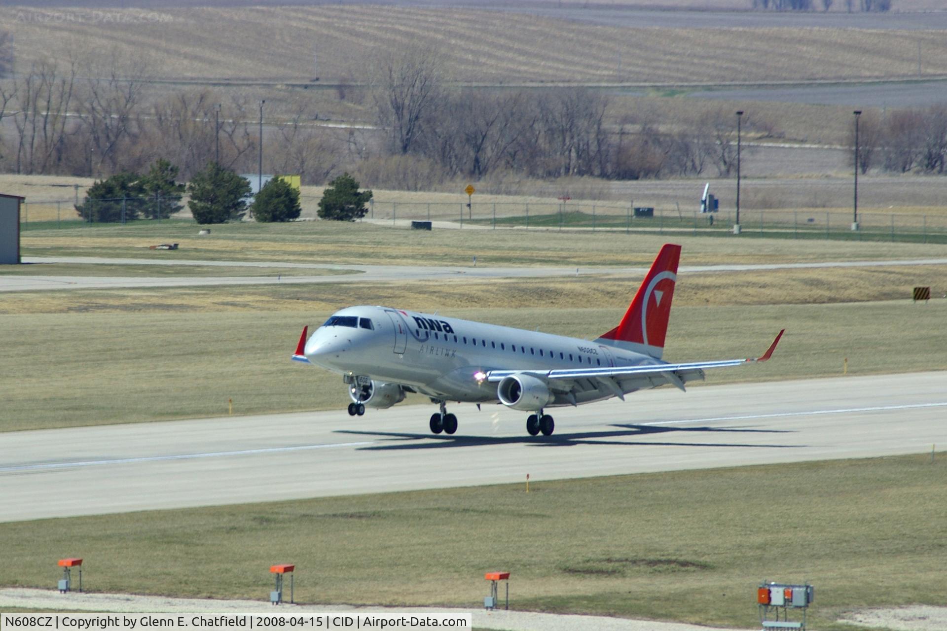 N608CZ, 2007 Embraer 175LR (ERJ-170-200LR) C/N 17000195, Compass inches above the pavement Runway 13