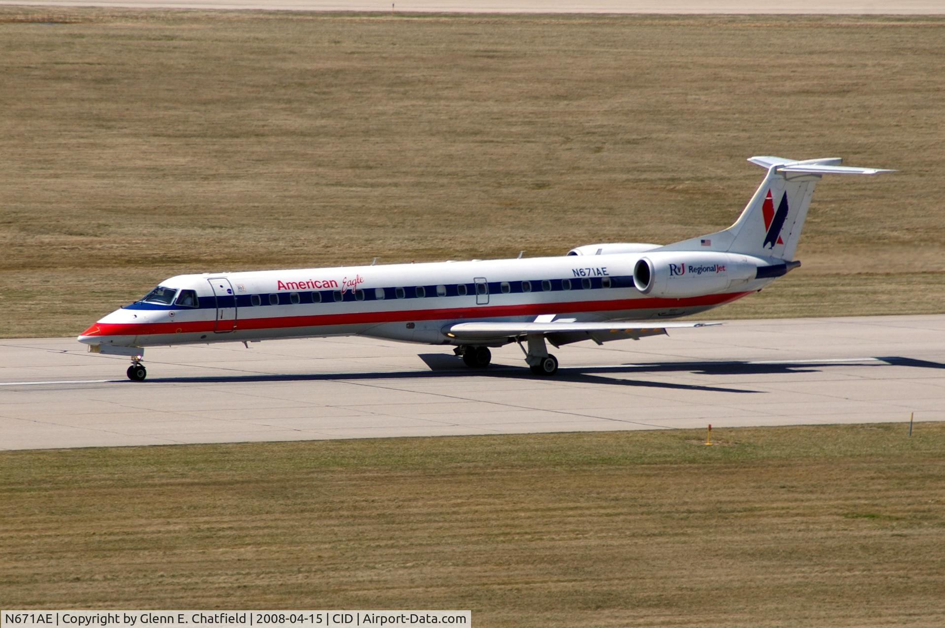 N671AE, 2004 Embraer ERJ-145LR (EMB-145LR) C/N 145793, Rolling out after landing runway 13