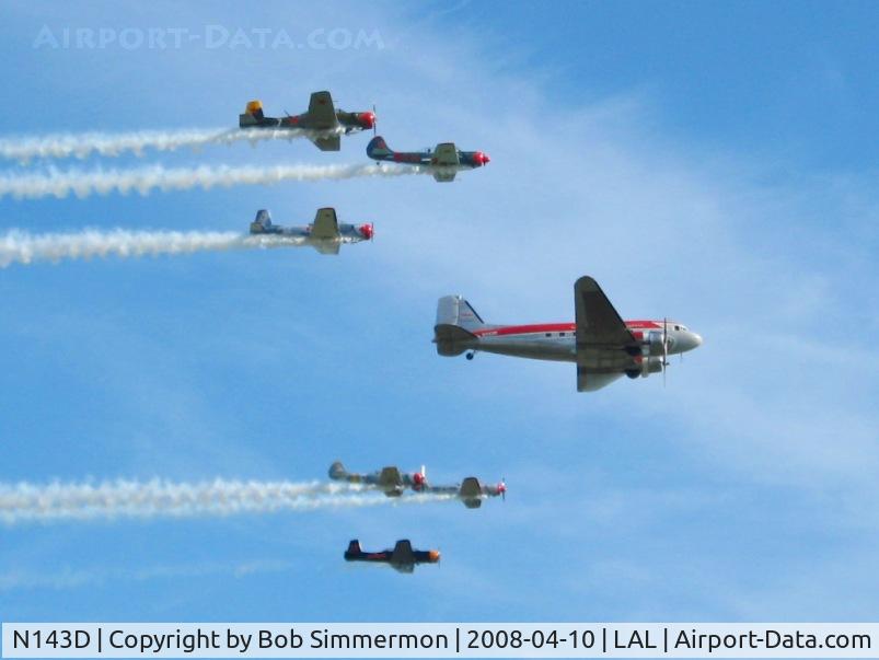 N143D, 1938 Douglas DC-3A-S4C4G C/N 2054, Formation fly-by at Sun N Fun 2008