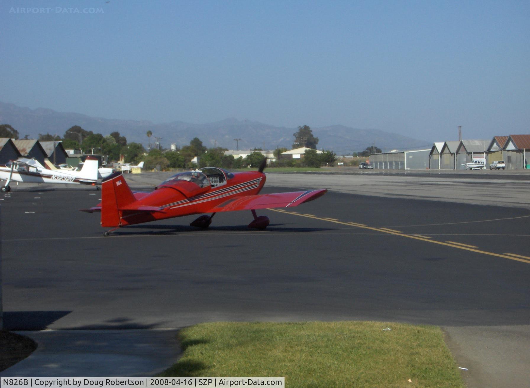N826B, 1995 Vans RV-6 C/N 22290, 1995 Newhall VAN's RV-6, Lycoming O-320 160 Hp, taxi to Rwy 22 after refueling