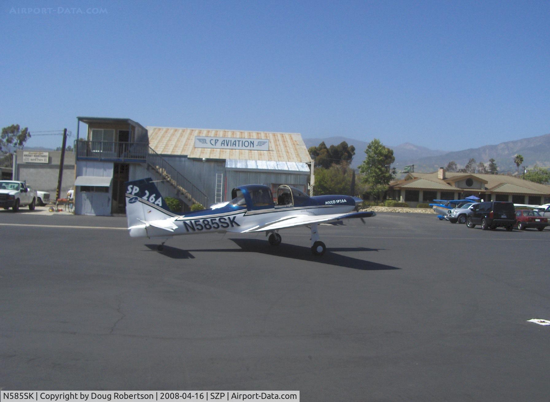 N585SK, 2003 Lanshe Aerospace Llc MAC-145B C/N 260013, 2003 Lanshe Aerospace LLC MAC-145B (Micco SP26A for Aerobatic), Lycoming IO-540-T4B5 260 Hp, taxi to transient parking