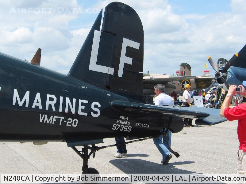 N240CA, 1945 Vought F4U-4 Corsair C/N 9513, Tail detail.  Sun N Fun 2008