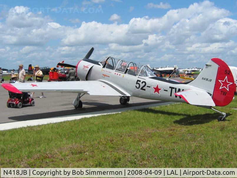 N418JB, 2001 Yakovlev (Aerostar) Yak-52TW C/N 0112228, Sun N Fun 2008