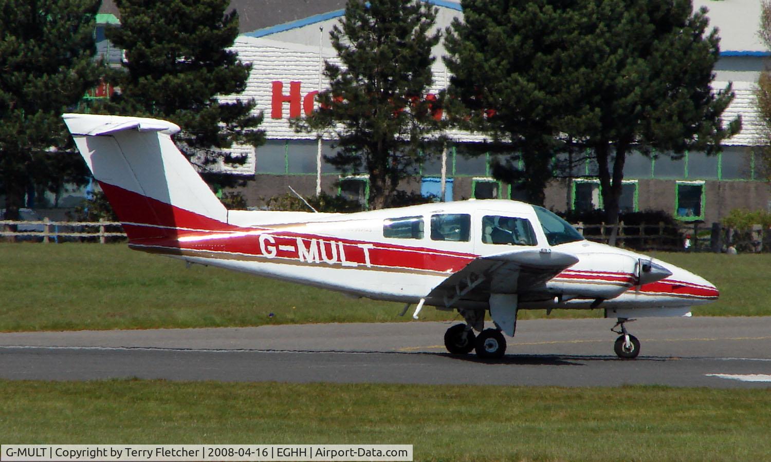G-MULT, 1981 Beech 76 Duchess C/N ME-396, Beech 76 about to depart Bournemouth