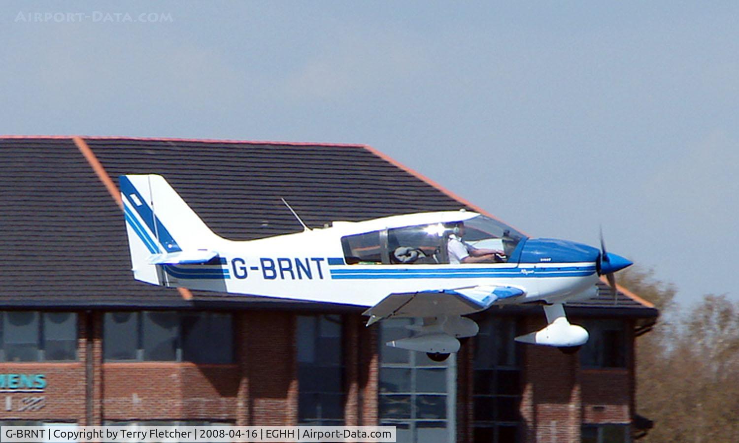 G-BRNT, 1989 Robin DR-400-180 Regent Regent C/N 1935, Robin DR400 about to touch down at Bournemouth
