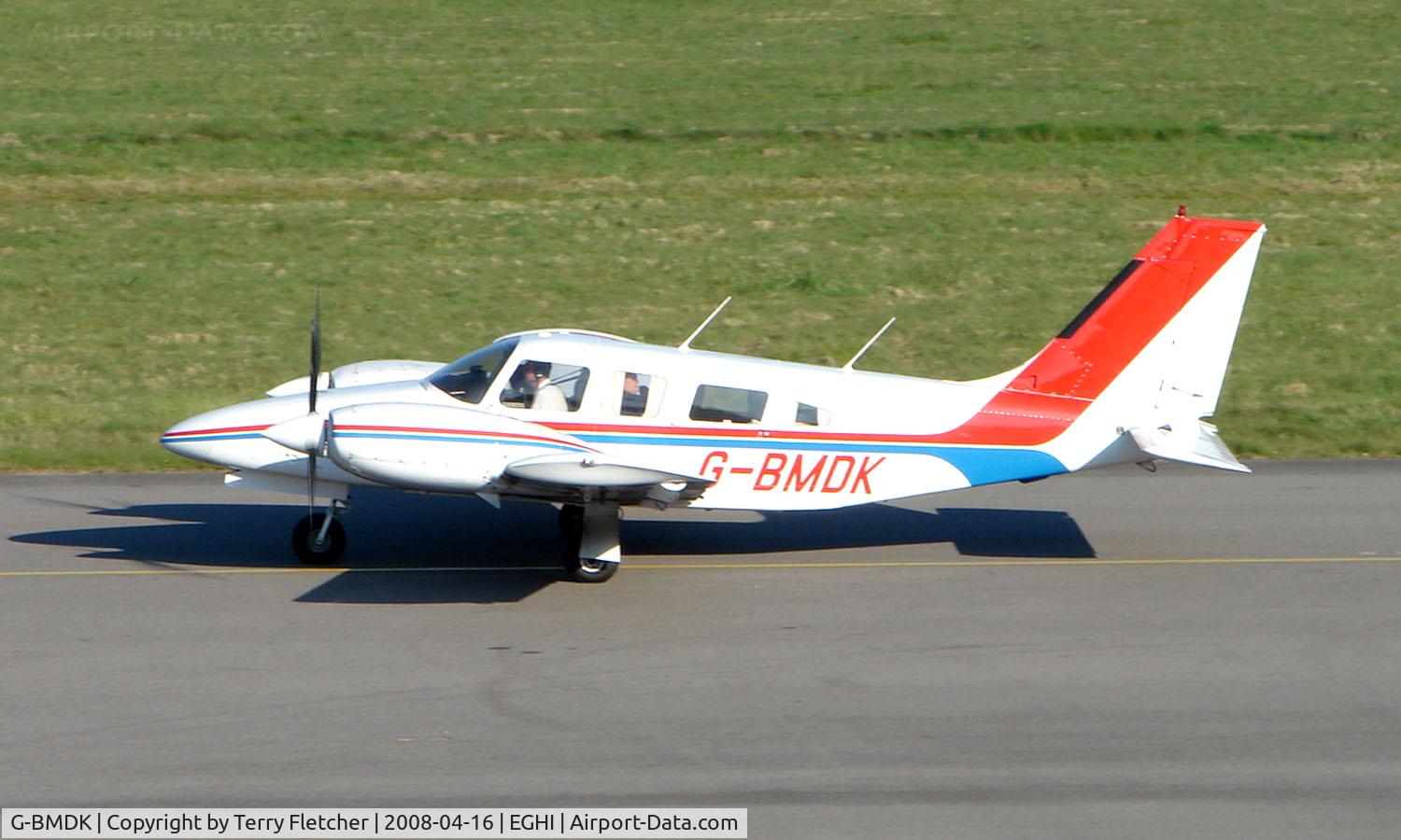G-BMDK, 1982 Piper PA-34-220T Seneca III C/N 34-8133155, Med Air's Pa34 arriving at Southampton