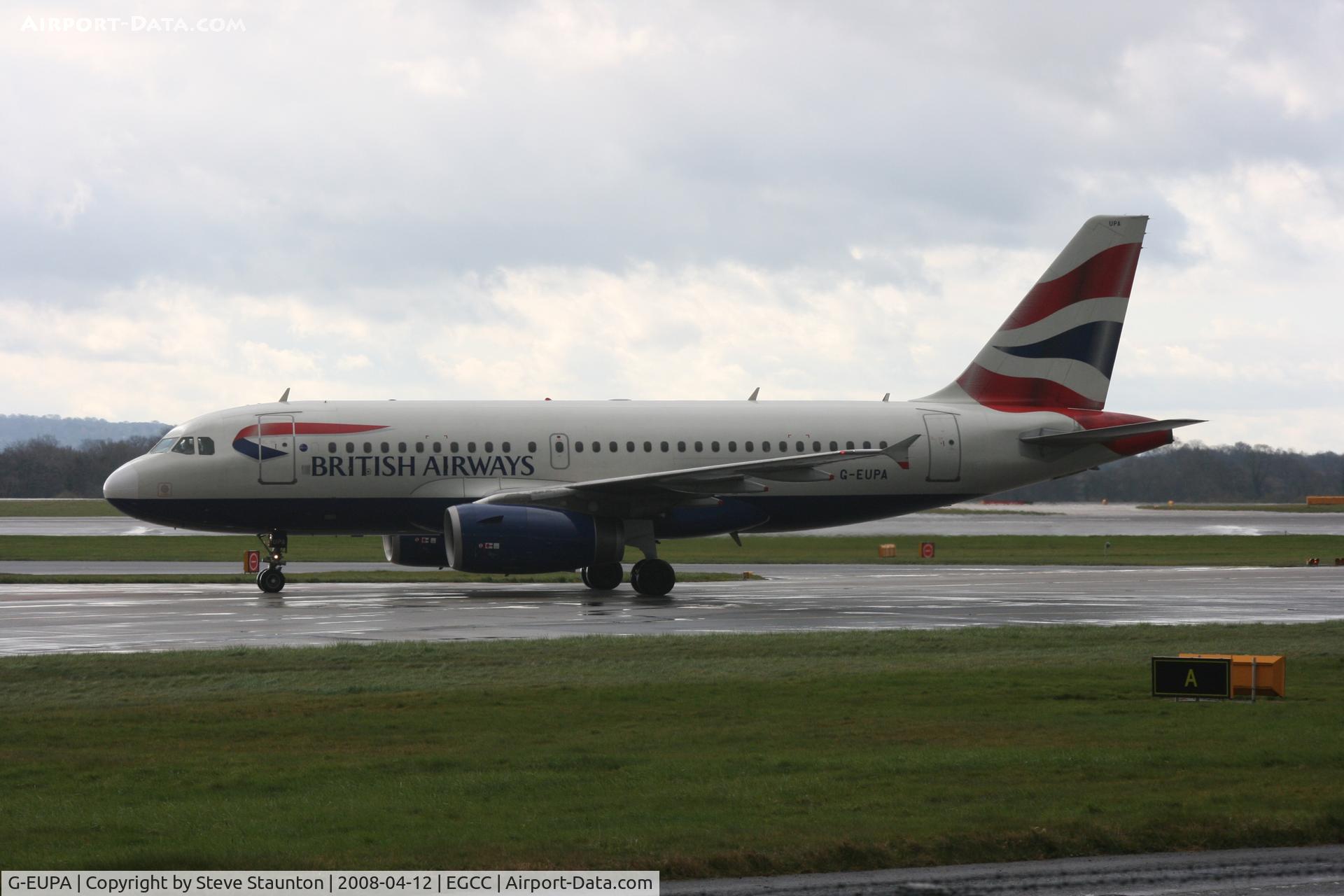 G-EUPA, 1999 Airbus A319-131 C/N 1082, Taken at Manchester Airport on a typical showery April day